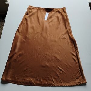 Sanctuary XL Satin Slit Skirt – Copper Brown, Fall/Winter Trend, Luxe Shine